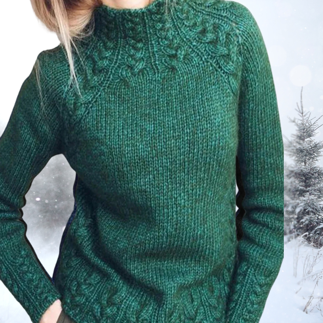 Chic women's textured turtleneck pullover sweater, long sleeve for elegant warmth and cozy winter style.