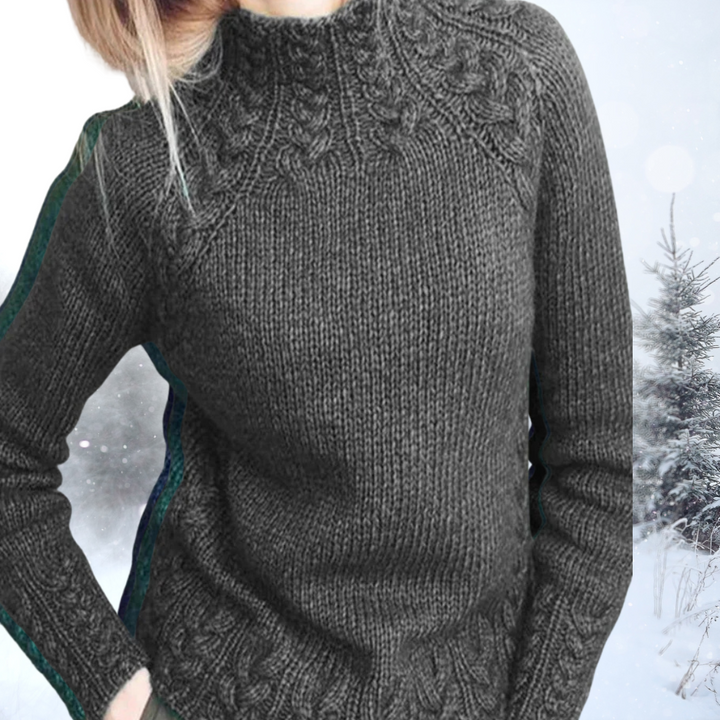 Soft women's elegant turtleneck sweater, a cozy long sleeve pullover perfect for chic winter fashion.