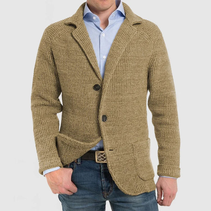 Sharp men's smart casual blazer, a two-button jacket with a classic notch lapel for a polished look.