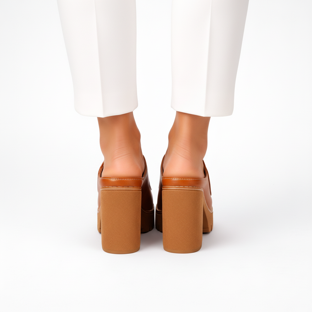Fashionable women's slip-on platform heels, combining premium style with essential comfort.
