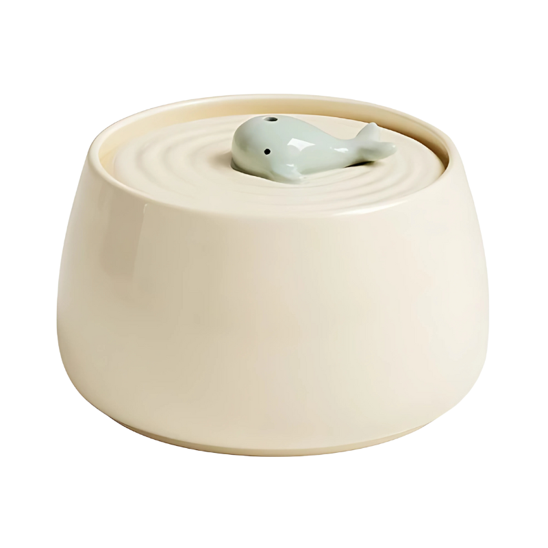 Quiet automatic ceramic pet waterer for cats & dogs, providing filtered, fresh water. Healthy pet hydration.