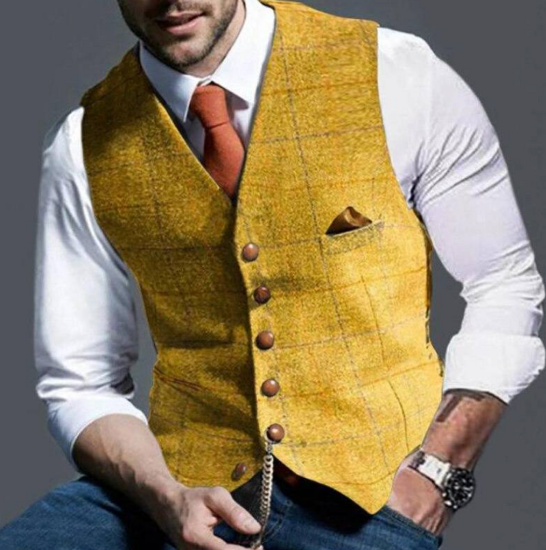 Professional men's slim fit dress vest, sharp and polished for business attire or formal events.