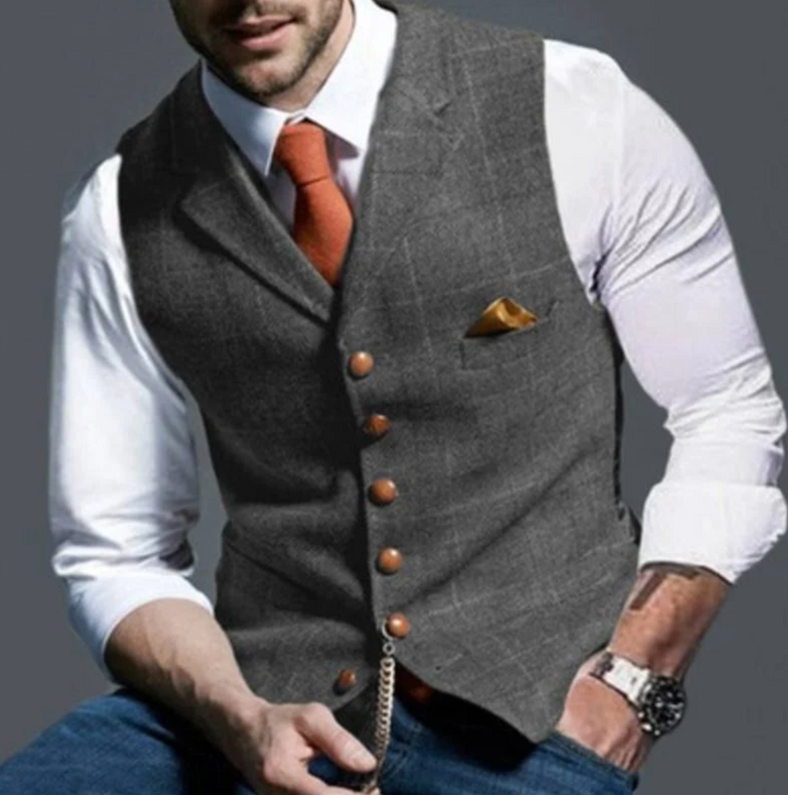 Sharp & stylish men's slim fit dress vest, enhancing men's fashion for formal or casual chic looks.