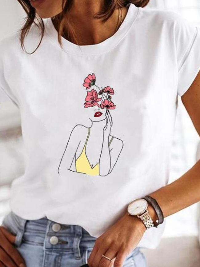 Comfortable & stylish women's summer t-shirt, a lightweight short sleeve top for warm weather fashion.