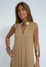 Coffee-colored dress + vest in coffee