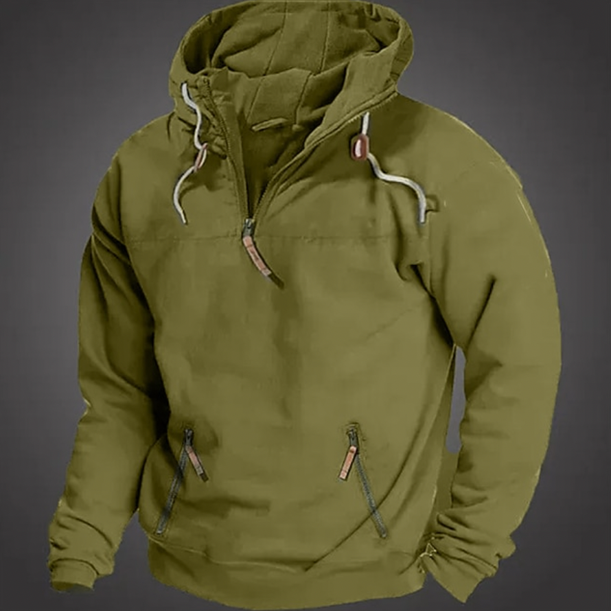 Men's Carson Quarter Zip Hoodie, a stylish and comfortable pullover for casual wear and everyday layering.