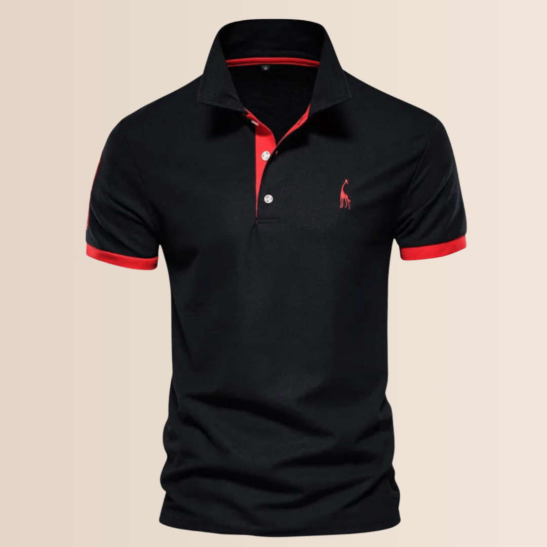Stylish men's V-neck polo with stand collar, short sleeves. A versatile pullover for casual spring & summer style.
