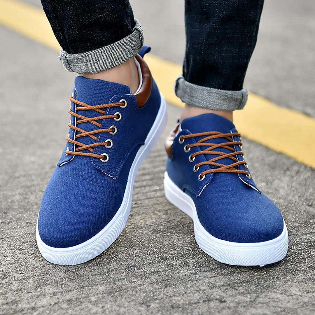 Men's comfortable walking sneakers, low-top with secure lace-up closure and cushioning.