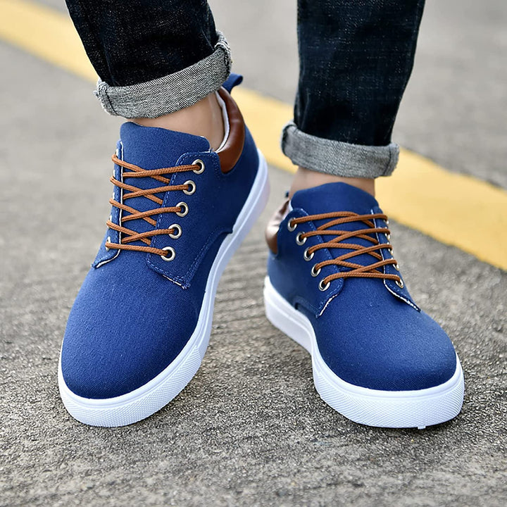 Men's comfortable walking sneakers, low-top with secure lace-up closure and cushioning.