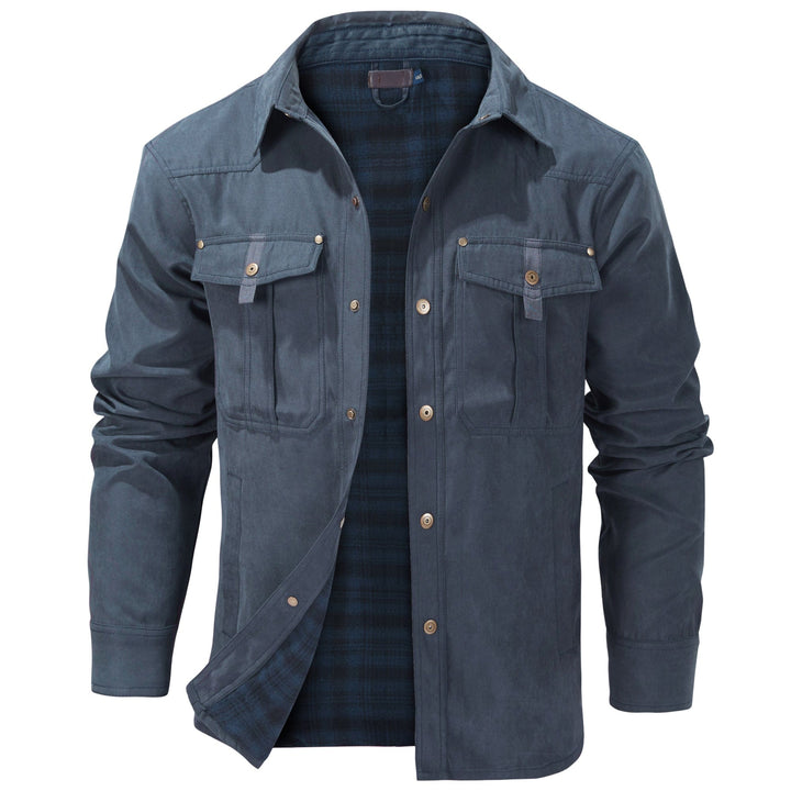 Versatile men's insulated flannel jacket, ideal for cold weather comfort.