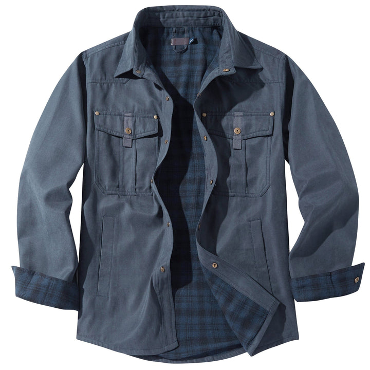 Men's insulated flannel jacket with pockets, functional outerwear.