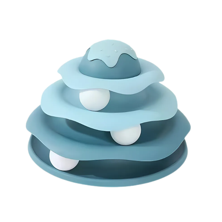 Engaging PawTornado spinning play tower for active cat enrichment & pet entertainment.