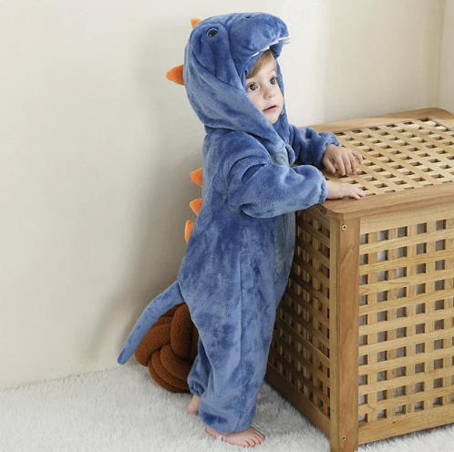 Unisex baby animal pajamas, comfortable & warm infant bodysuit for sleep.