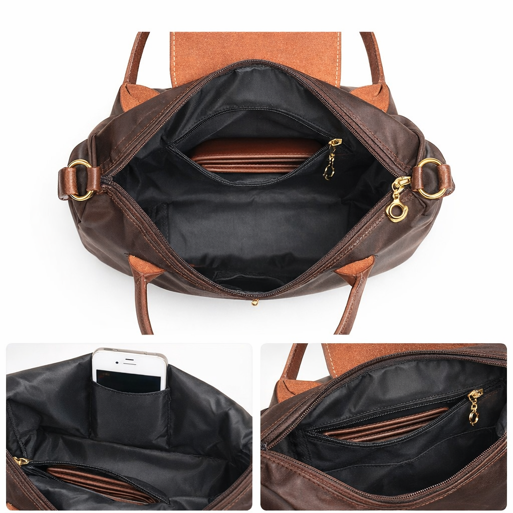 Beautiful women's shoulder bag, luxury design with zip closure. Spacious everyday handbag for the modern woman.