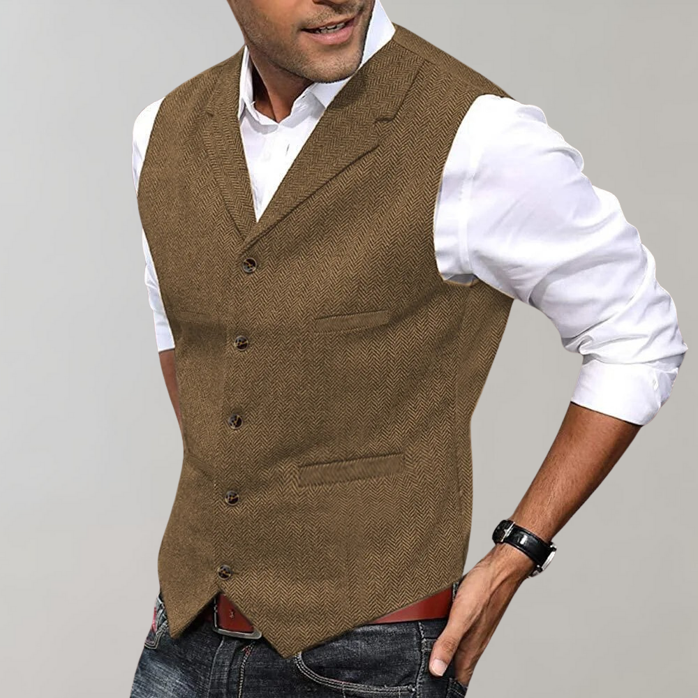 Stylish men's formal vest, perfect for business meetings, wedding attire, or a smart-casual party outfit.