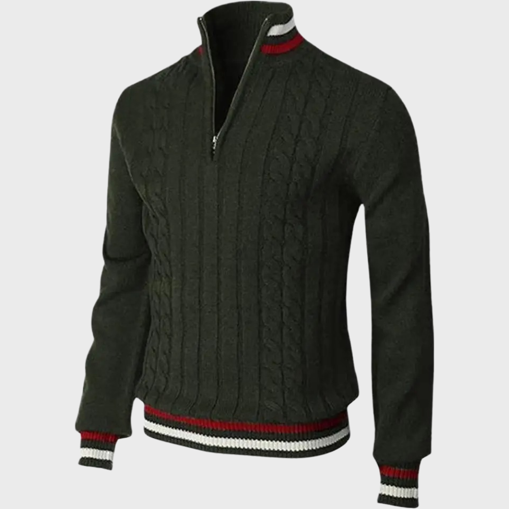 Comfortable men's long sleeve half zip sweater, ideal for casual wear & versatile layering in menswear.