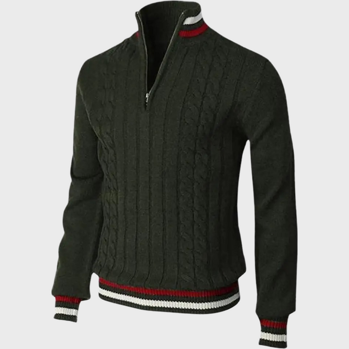 Comfortable men's long sleeve half zip sweater, ideal for casual wear & versatile layering in menswear.