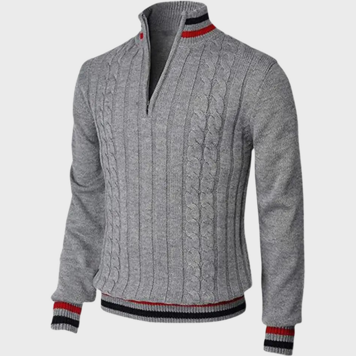 Versatile men's half zip pullover sweater, offering style & comfort for both casual and smart-casual outfits.