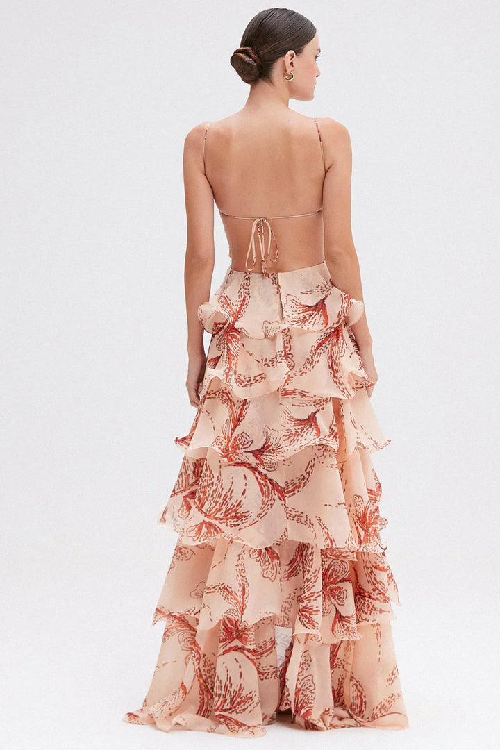 Ethereal ruffle dress for women, offering effortless summer style. A flowy, bohemian design perfect for vacations.