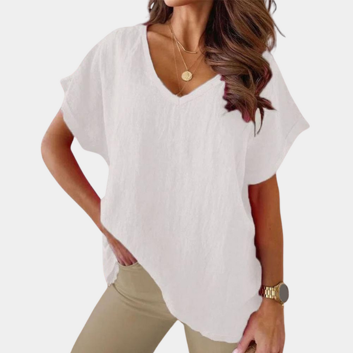 Comfortable & elegant women's short sleeve t-shirt. A versatile, casual top perfect for everyday sophisticated style.