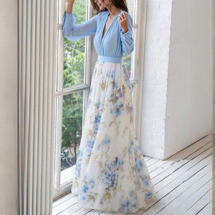 Fashionable women's flowy floral maxi dress. Beautiful print, comfortable & elegant for any summer occasion.