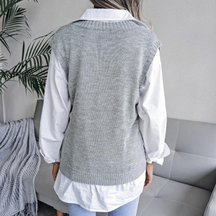 Comfortable women's V-neck vest, perfect layering top for versatile, stylish everyday casual fashion.