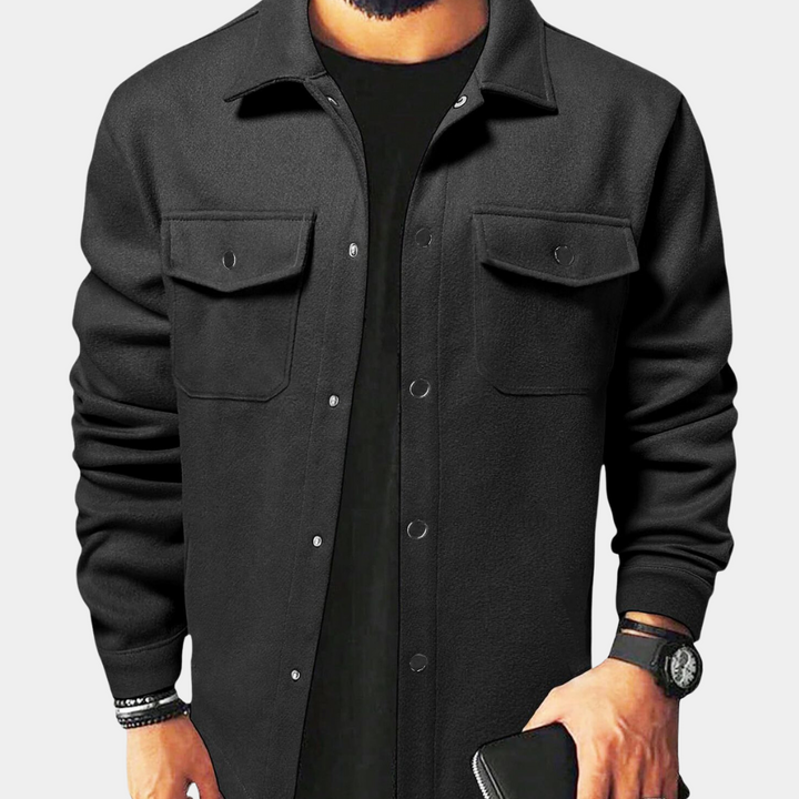 Stylish men's button-down jacket, perfect for versatile casual & smart-casual autumn outfits. Everyday outerwear.