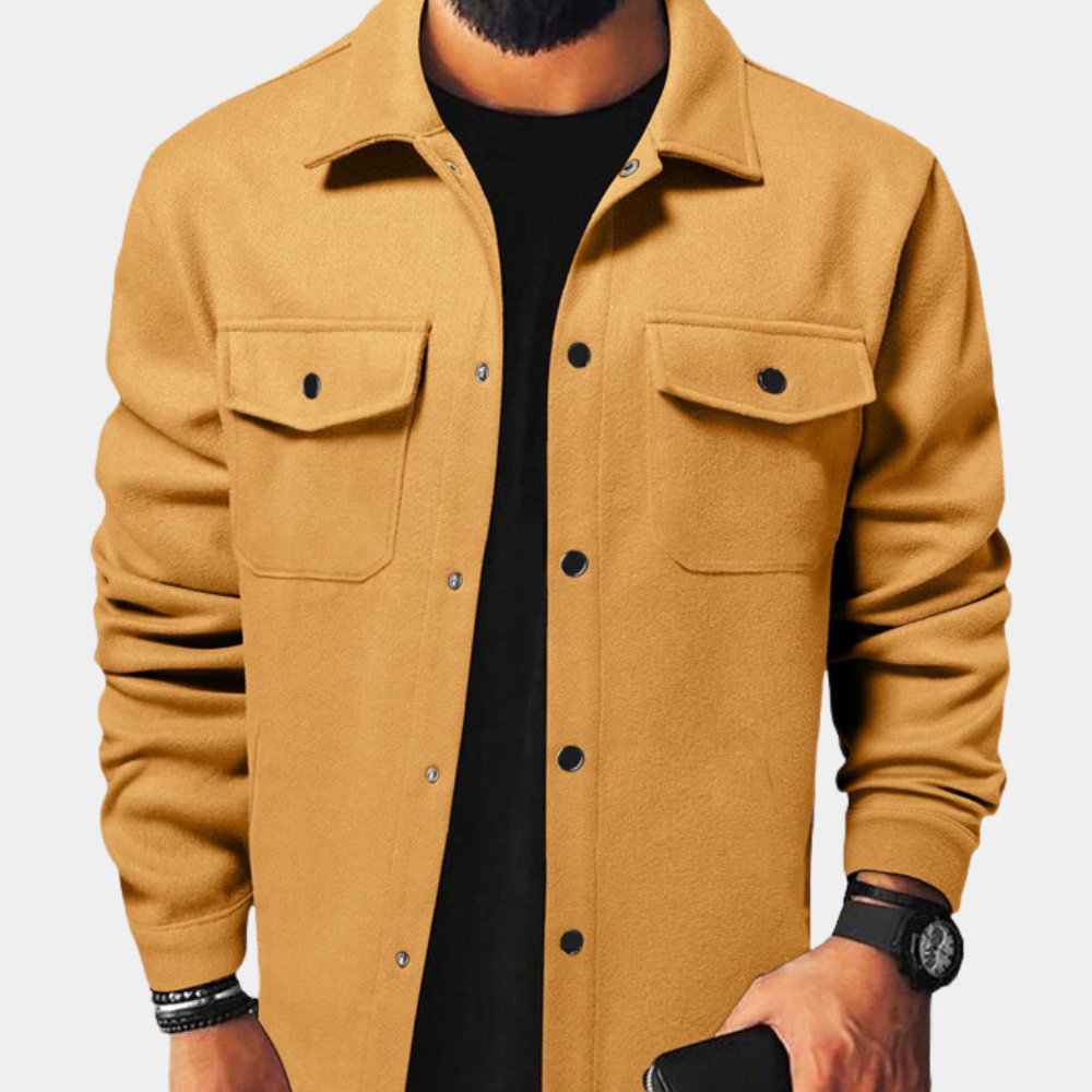 Men's fall button-down jacket for smart-casual & casual wear. Versatile outerwear for stylish everyday fashion.