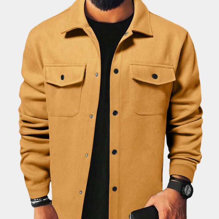 Men's fall button-down jacket for smart-casual & casual wear. Versatile outerwear for stylish everyday fashion.