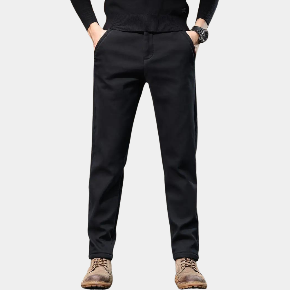 Classic men's slim fit smart pants, tapered design with stretch for comfortable office or casual wear.