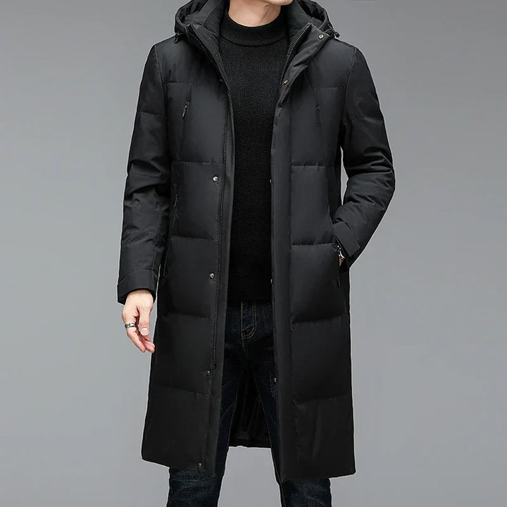 Men's warm winter parka, waterproof & breathable, ideal for cold weather outdoor protection. Insulated men's jacket.