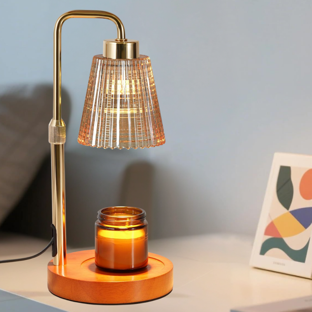 Stylish dimmable electric candle warmer lamp with timer, offering safe flameless fragrance and beautiful home decor.