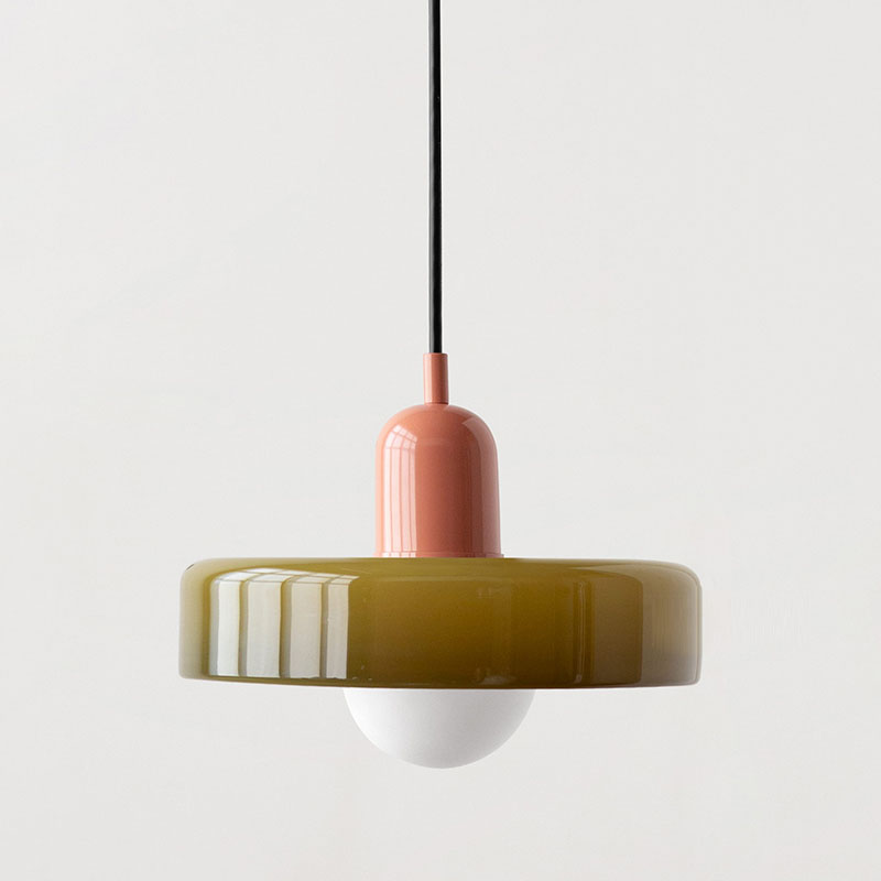 Colored glass artistic lamp, Bauhaus design, perfect for modern interiors.