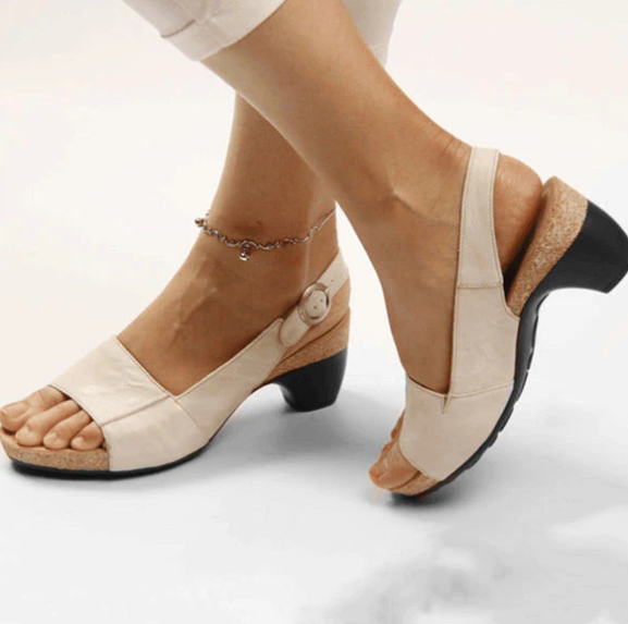 Elegant women's low chunky heel shoes, perfect for comfortable everyday wear and stylish foot health.