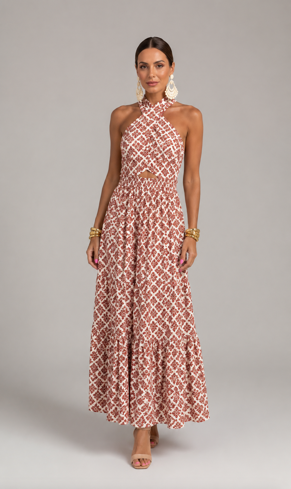 Elegant off-shoulder ruffle two-piece set for women, perfect for party, date night, or chic summer fashion.