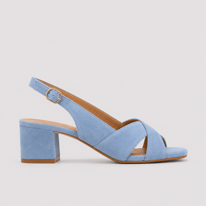 Elegant women's block heel sandals with ankle strap, perfect for summer parties or vacation.