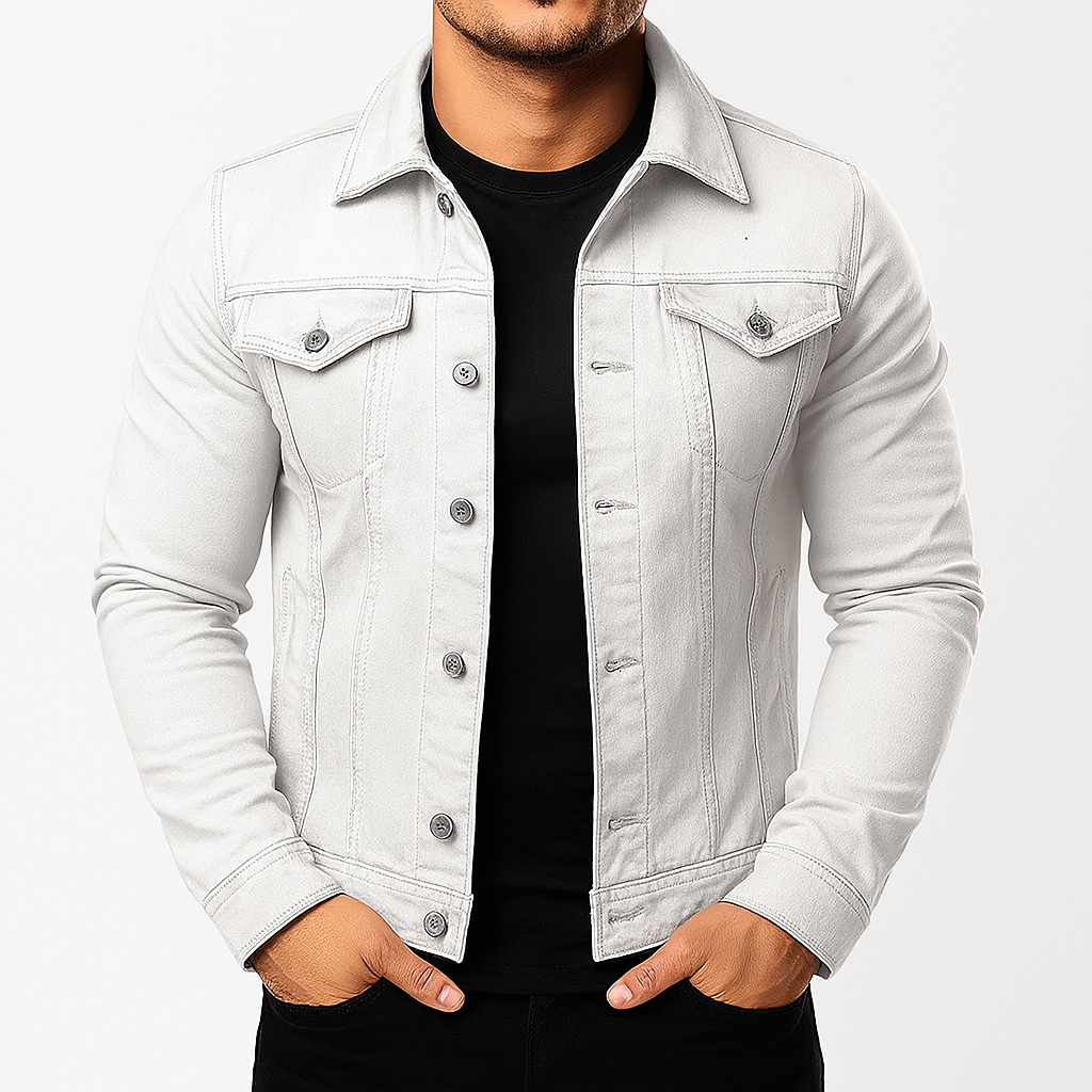 Men's classic solid casual jacket. Versatile everyday outerwear for spring, autumn, and streetwear style.