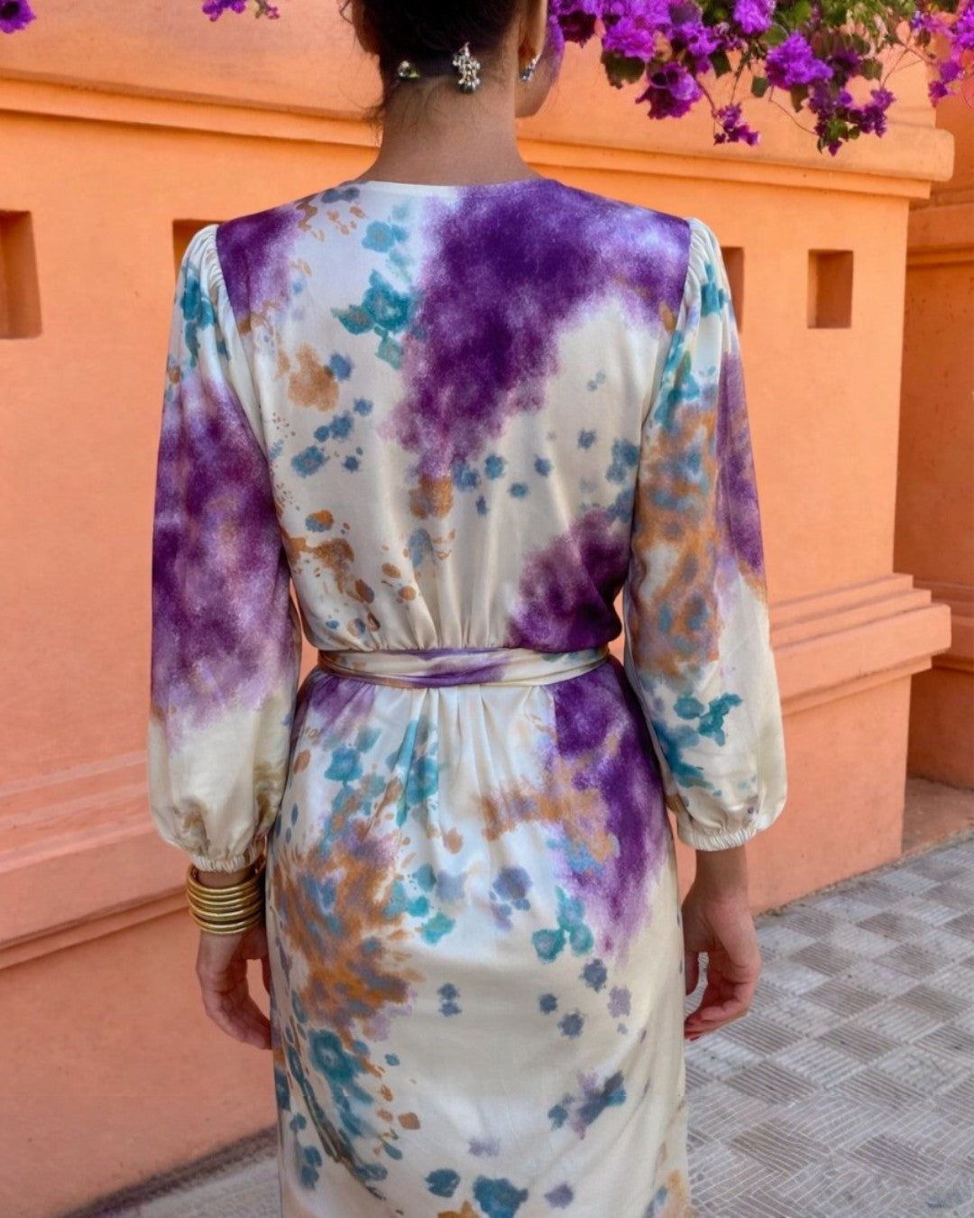 Soft, comfortable women's elegant summer dress. A flattering midi-length party dress designed for sophisticated style & comfort.