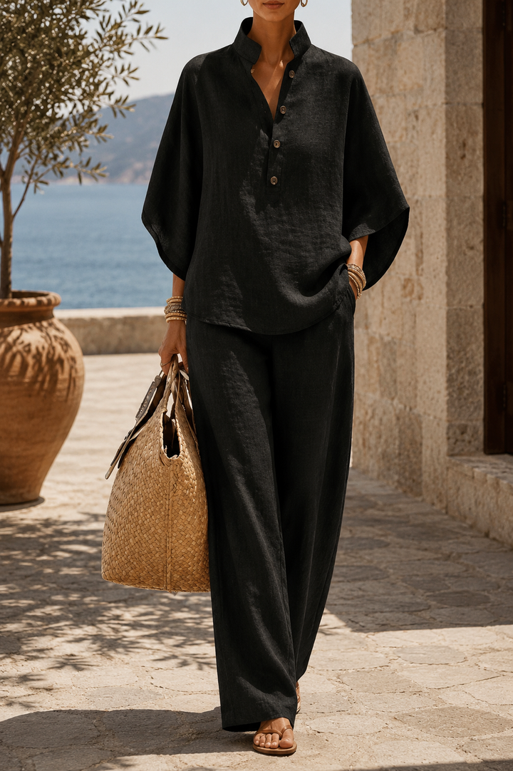 Effortless style with this casual chic women's fluid summer set, perfect for warm weather. Comfortable two-piece.