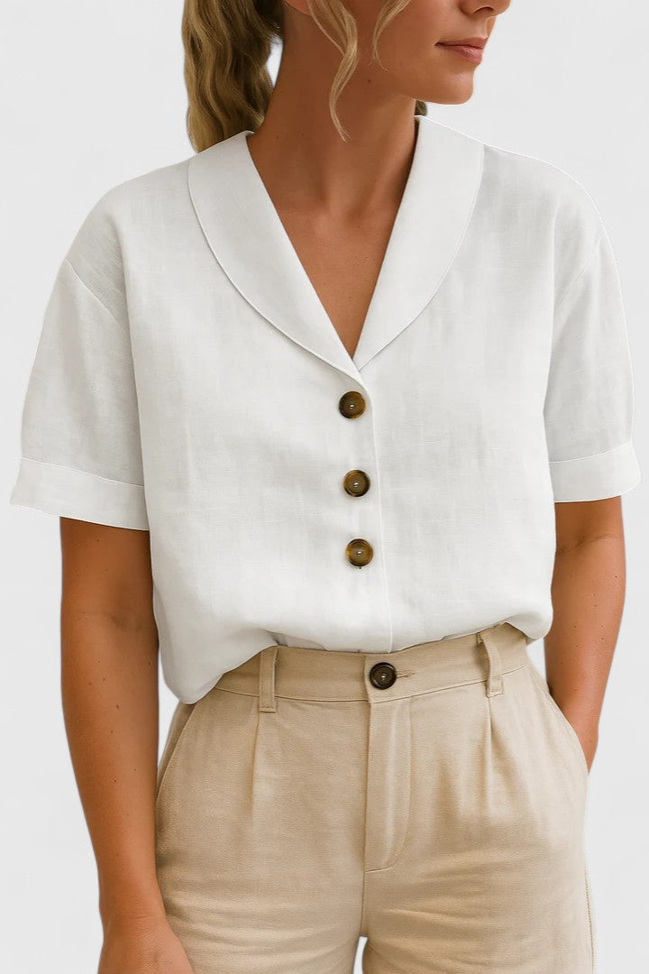 Stylish women's sophisticated blouse featuring a versatile design, great for elegant spring fashion & casual wear.