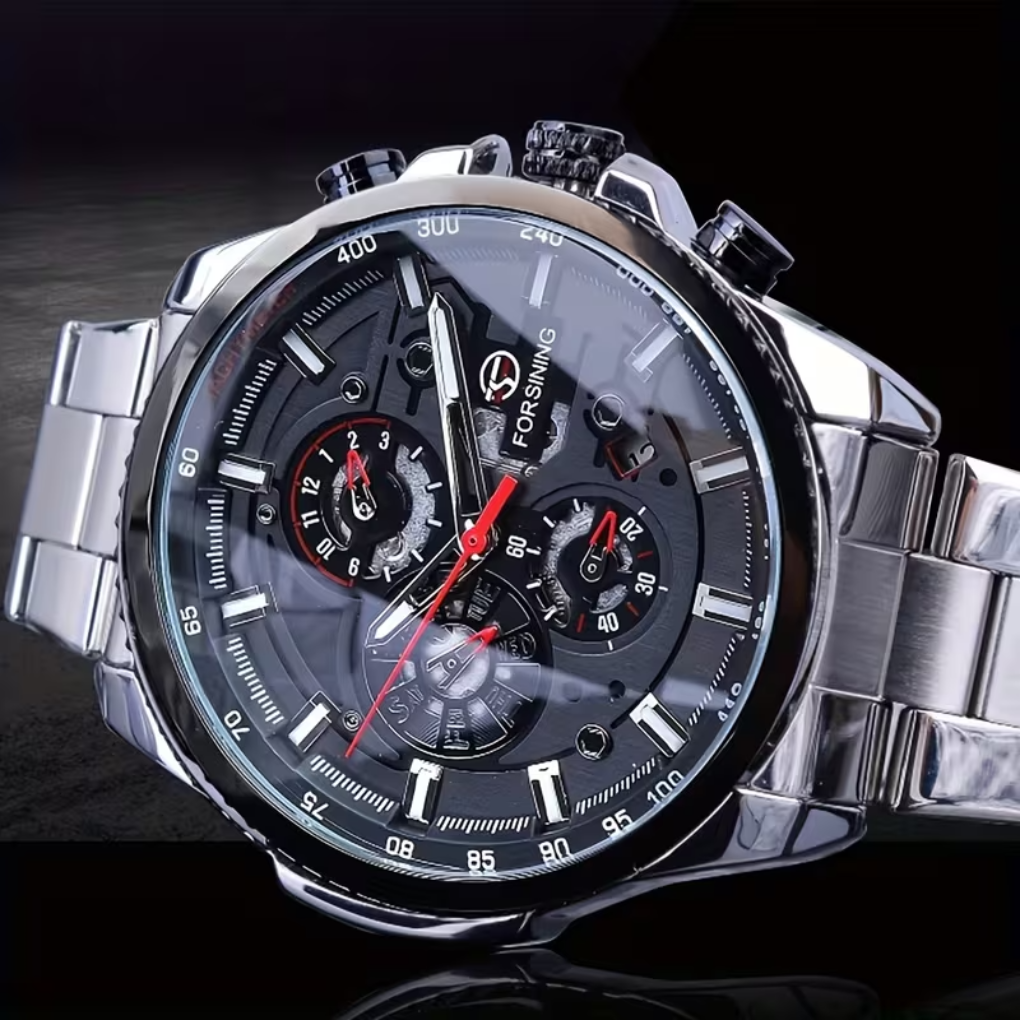 Elegant men's mechanical watch featuring automatic movement & date. A classic gift for him, enhancing any look.