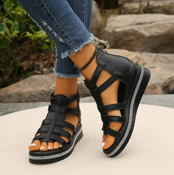 Elegant women's wedge sandals with comfortable support, perfect for summer parties.