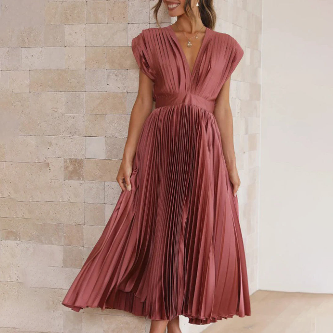 Beautiful women's elegant midi dress, versatile for various occasions, from casual to formal.