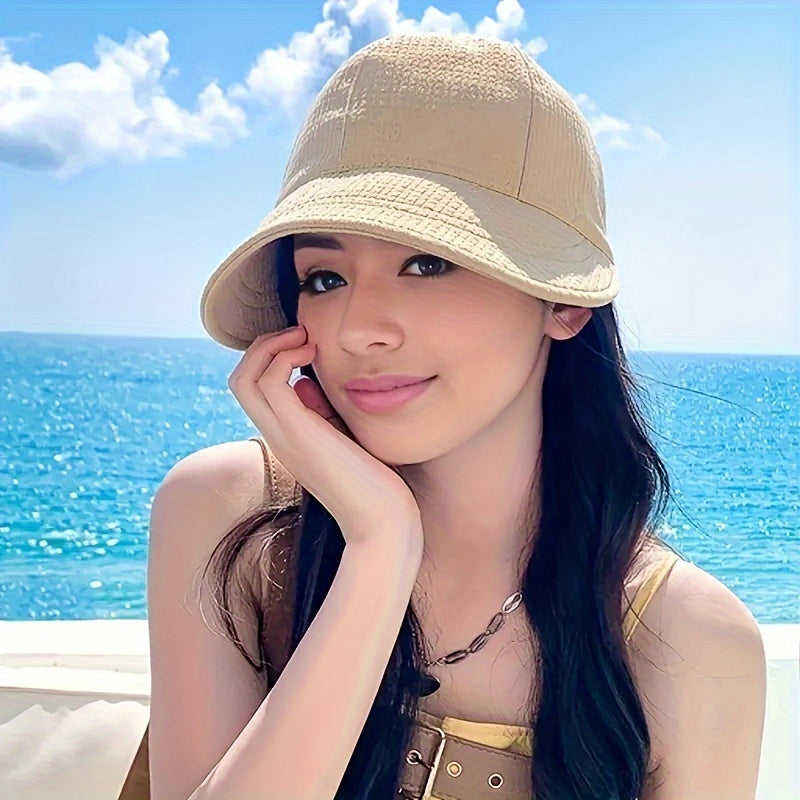 Elegant women's sun hat with UPF protection & adjustable drawstring. Perfect for beach, travel, and summer fashion.