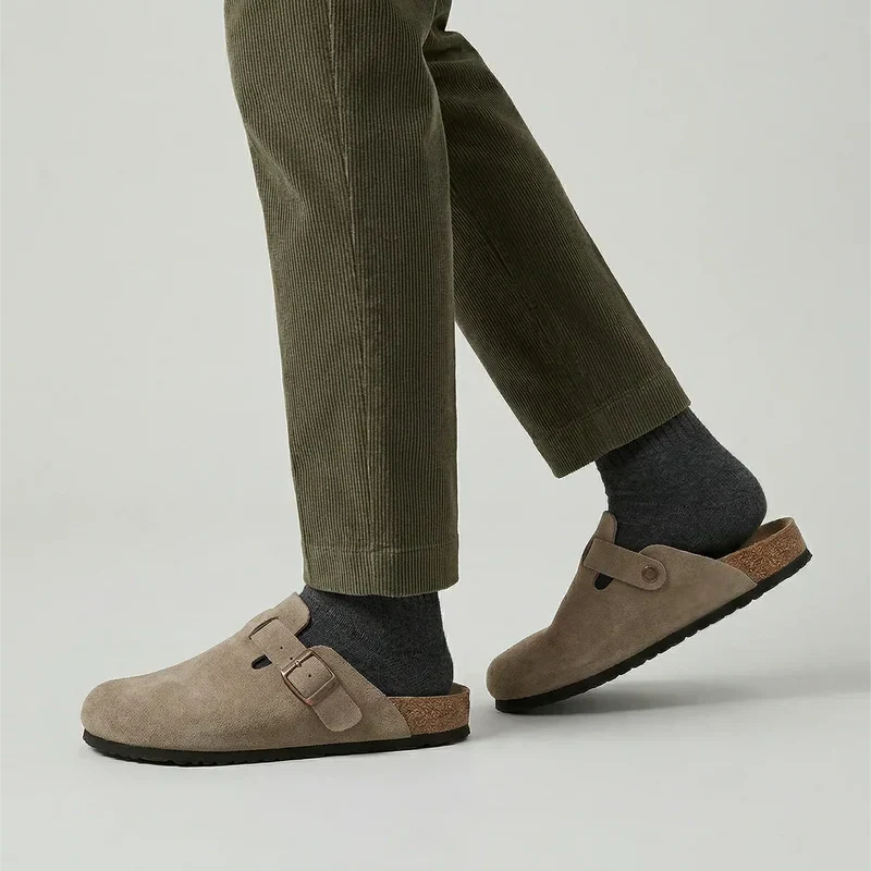 Durable unisex beige slip-on sandals featuring an adjustable buckle for ultimate comfort and easy wear.