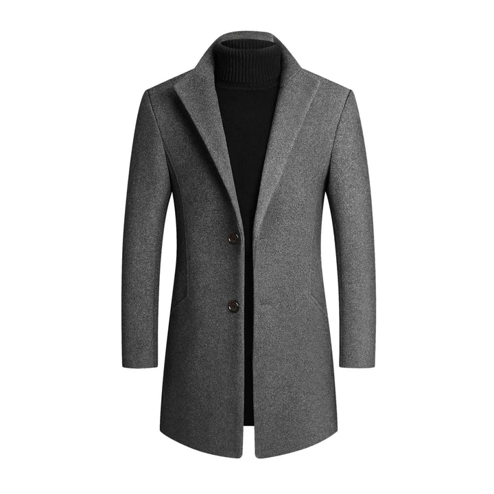 Tailored men's slim-fit dress coat, offering a sophisticated and elegant silhouette for formal outerwear.