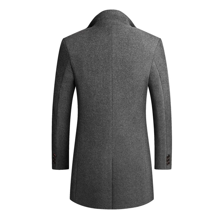 Men's formal slim-fit dress coat with a classic button front. Elegant and tailored outerwear for modern men.