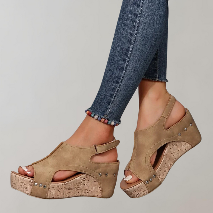 Women's comfortable orthopedic high heel sandals with arch support for foot health & elegant summer style.