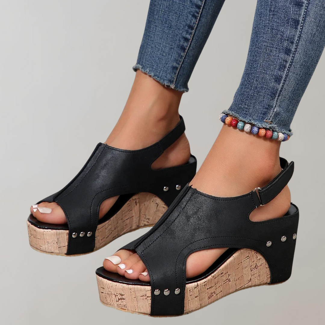 Elegant women's high heel sandals with orthopedic arch support, comfortable for all-day wear & stylish.
