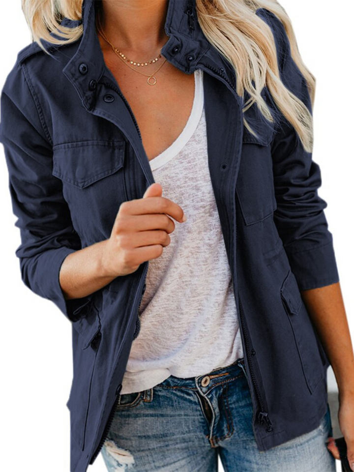 Woman modeling Zephoria everyday jacket, regular fit, comfortable & stylish for fall & winter fashion.
